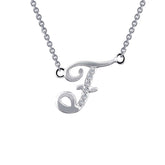 Sterling Silver Initial "D" CZ Script Necklace